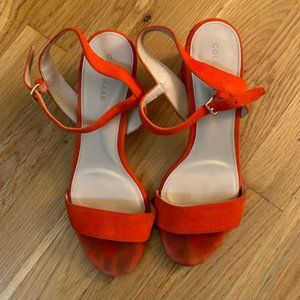 Red suede sandals